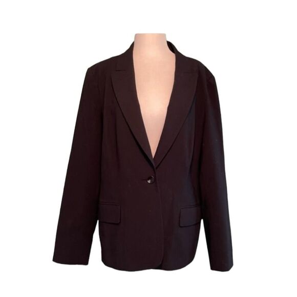 Calvin Klein Classic Notch Collar Blazer Black One Button Jacket Long Sleeve 12 - Picture 1 of 5